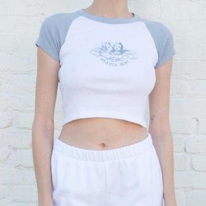 Brandy Melville Heaven Sent Cropped Baseball Tee
